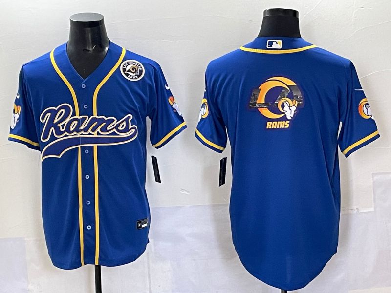 Men 2025 Los Angeles Rams Blank Blue Second generation joint name Nike Limited NFL Jersey style 04